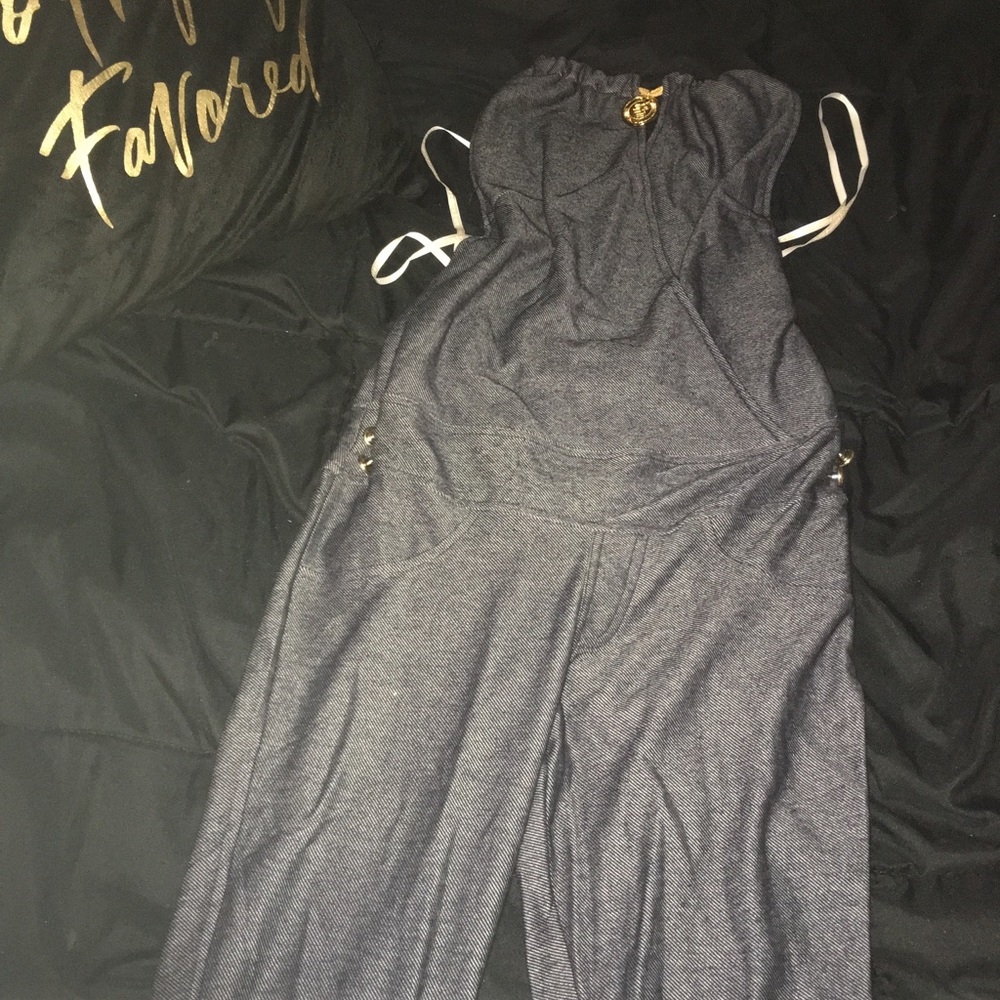 Denim like capri jumpsuit